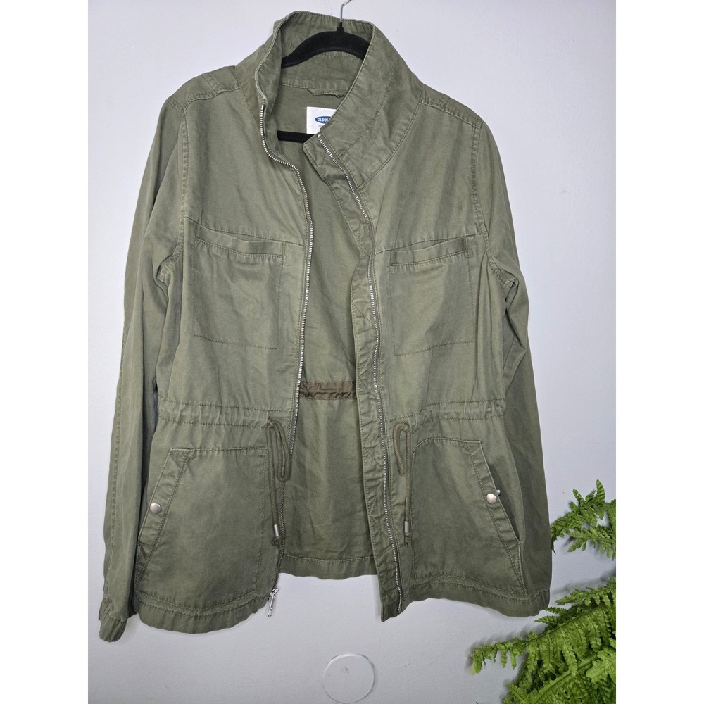 Old Navy Utility Jacket Womens L Tall Olive Green Military Anorak Lightweight